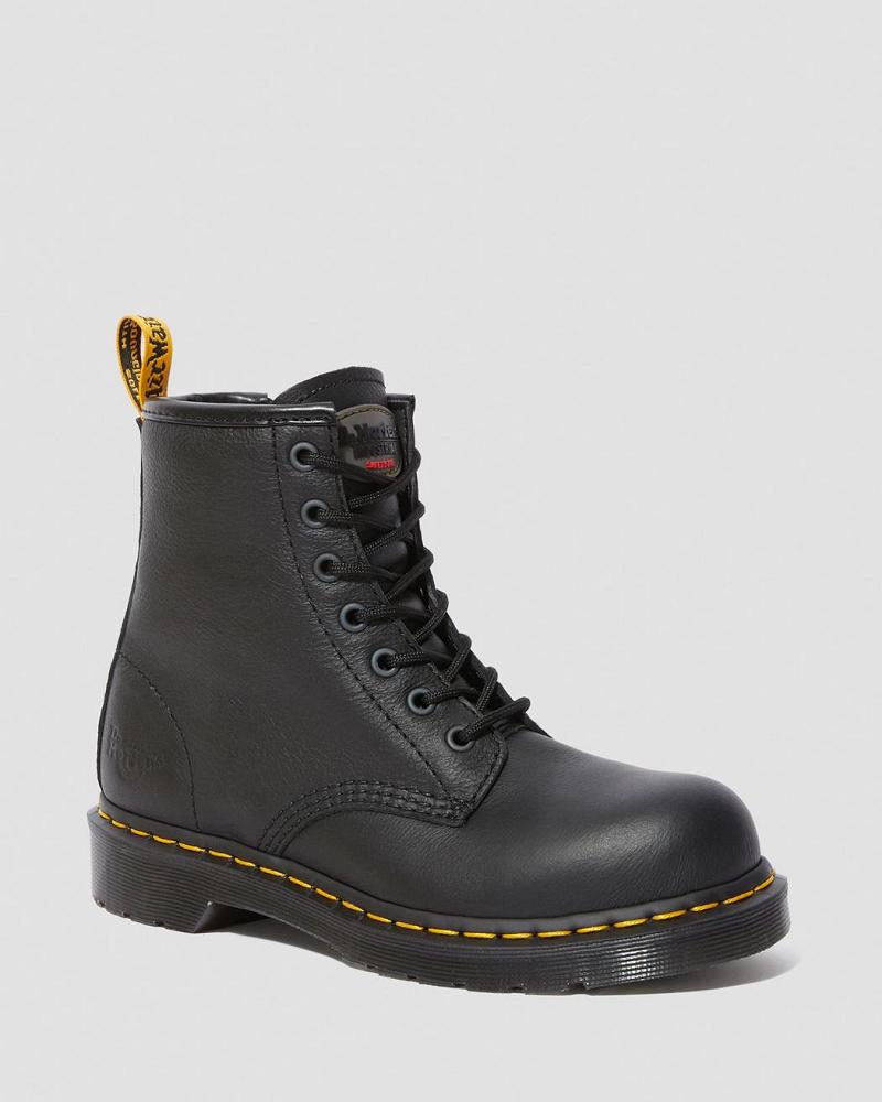 Black Women\'s Dr Martens Maple Zip Newark Steel Toe Work Boots | CA 400EBC